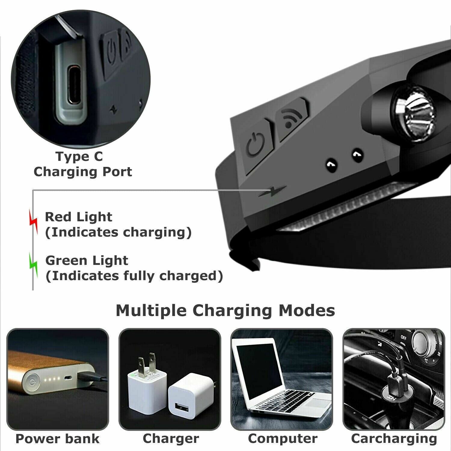 Linterna Frontal Táctica Kratos COB con Sensor de Movimiento